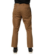 Brown Cotton Straight Chino Men Trouser Pants