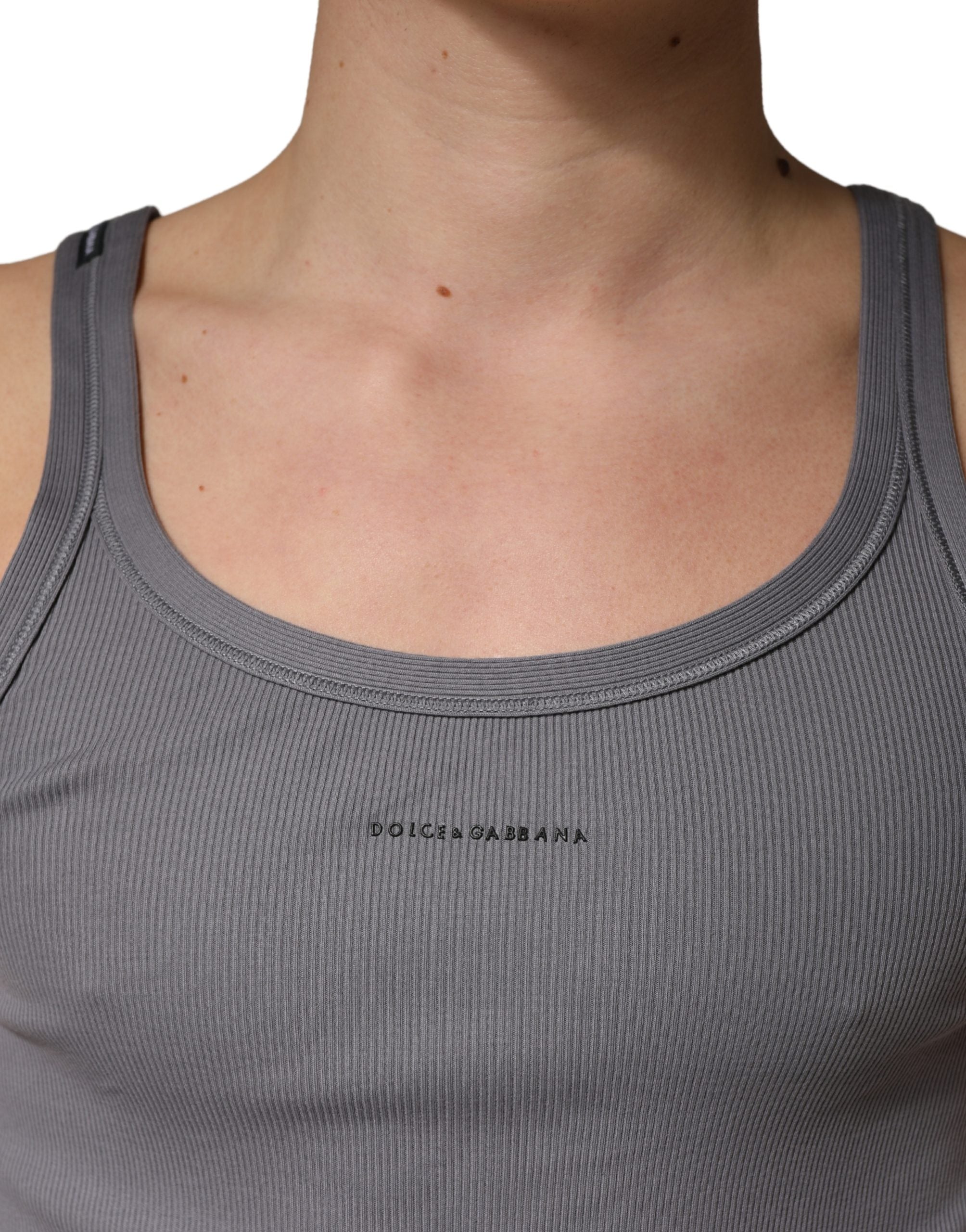 Gray Sleeveless Round Neck Tank Top T-shirt