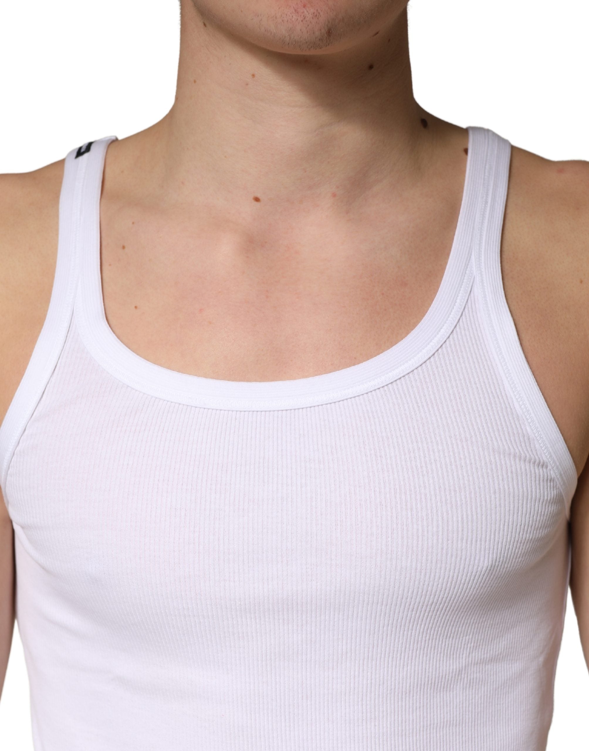 White Sleeveless Round Neck Tank Top T-shirt