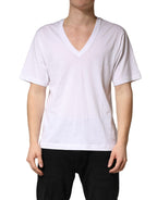 White Cotton Plain V-Neck Men Shirt T-shirt