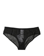 Black Nylon Stretch Mid Waist Brief Underwear