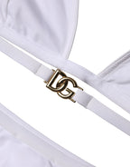 White Logo Swimsuit 2 Piece Top Bottom Swimwear