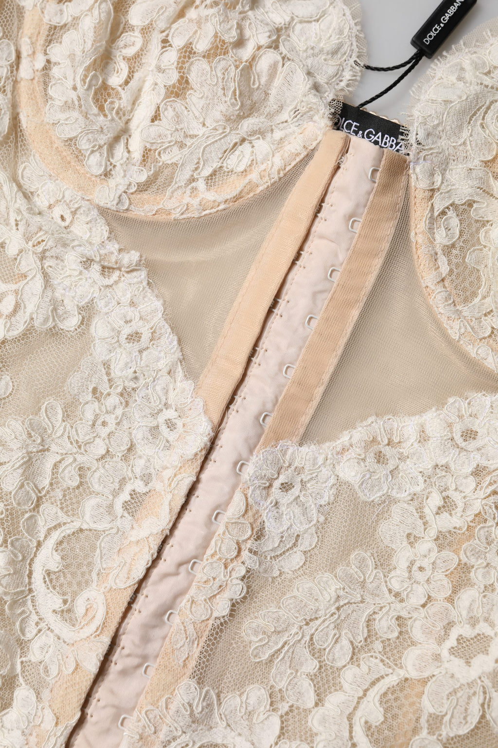 Beige Floral Lace Corset Lingerie Underwear