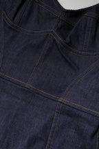 Dark Blue Cotton Denim Sheath Midi Dress