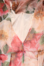 Multicolor Floral Silk Layered Maxi Dress
