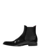 Black Leather Fur Men CHELSEA Boots Shoes