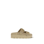 Beige Calf Leather Bos Taurus Platform Sandals