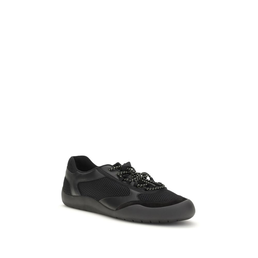 Black Polyester Athletic Sneakers