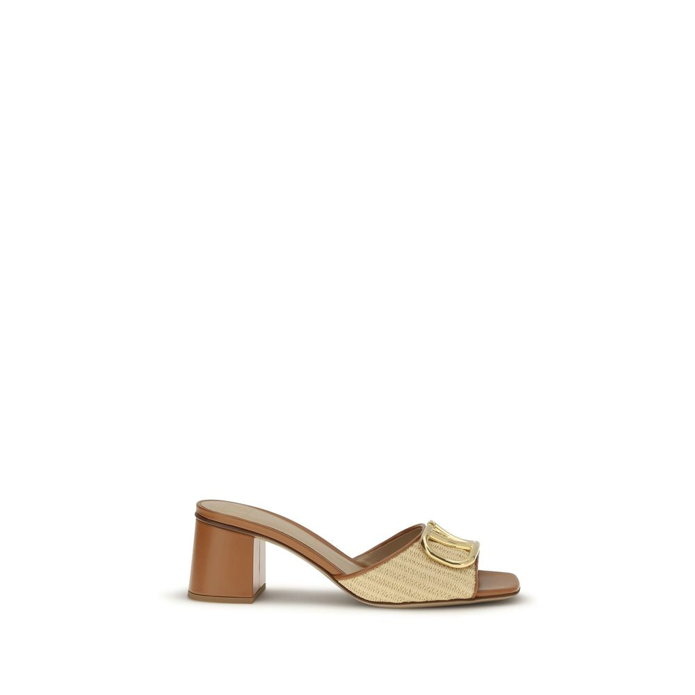 Beige Cotton Platform Sandals