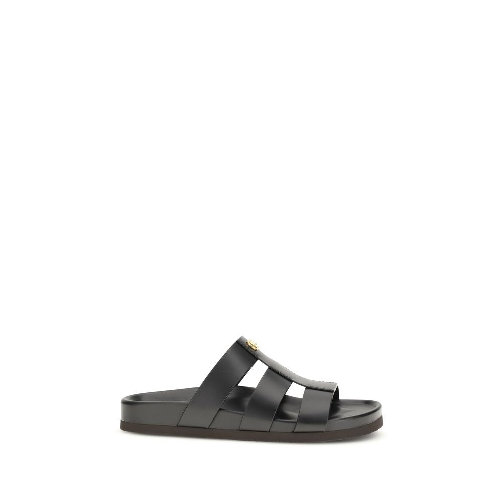Black Calf Leather Bos Taurus Sandals