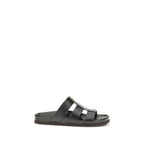 Black Calf Leather Bos Taurus Sandals