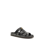 Black Calf Leather Bos Taurus Sandals