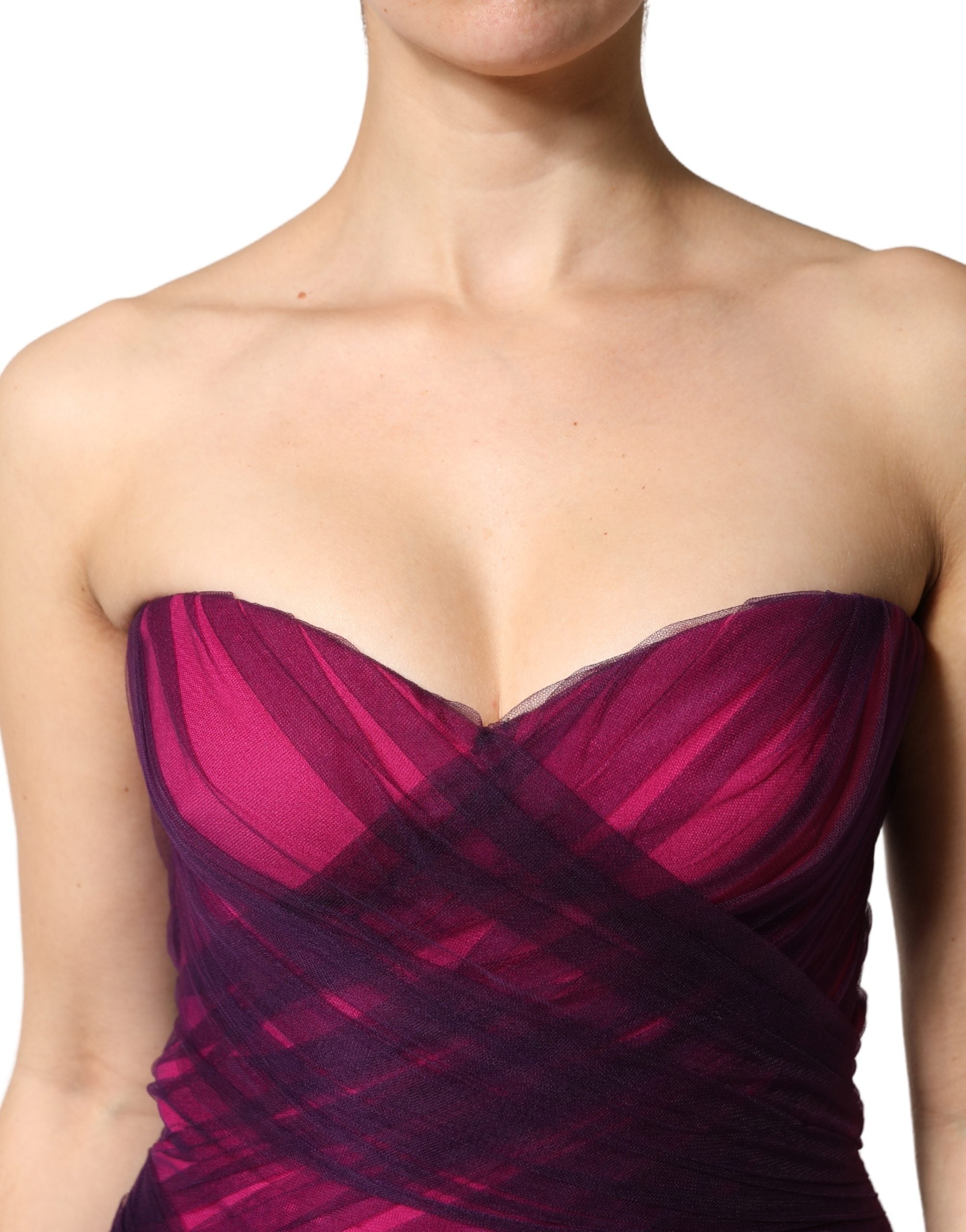 Pink Black Strapless Sheath Mermaid  Dress