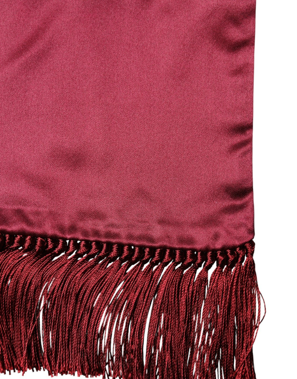 Red Satin Silk Fringes Men Foulard 137.5cm x14.5cm Scarf
