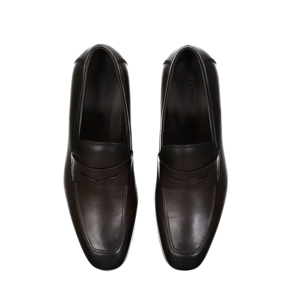 Brown Leather Slip-On Loafers