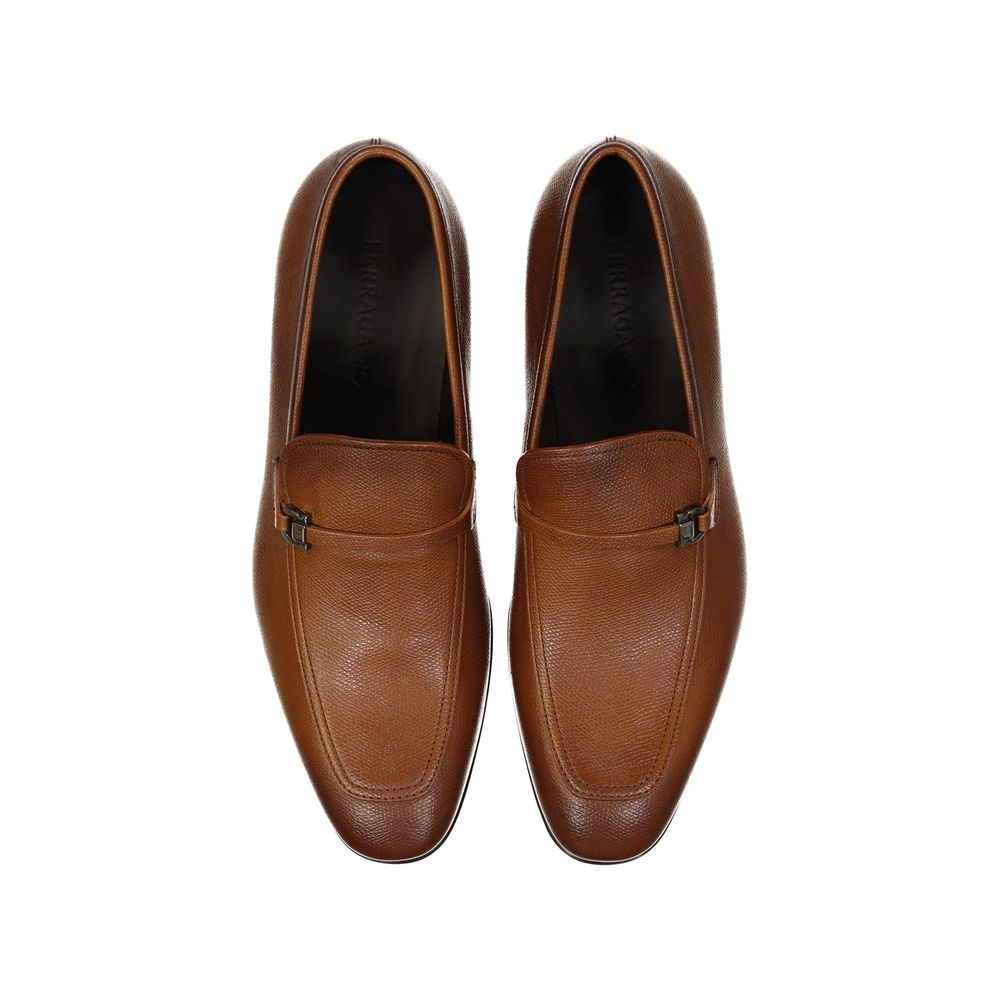 Brown Leather Slip-On Loafers