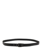 Men Black Classic Leather Metal Buckle Belt