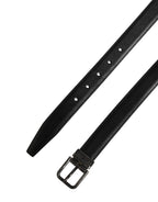 Men Black Classic Leather Metal Buckle Belt