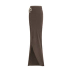 Brown Cotton Long Skirt