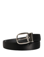 Men Black Classic Leather Metal Buckle Belt