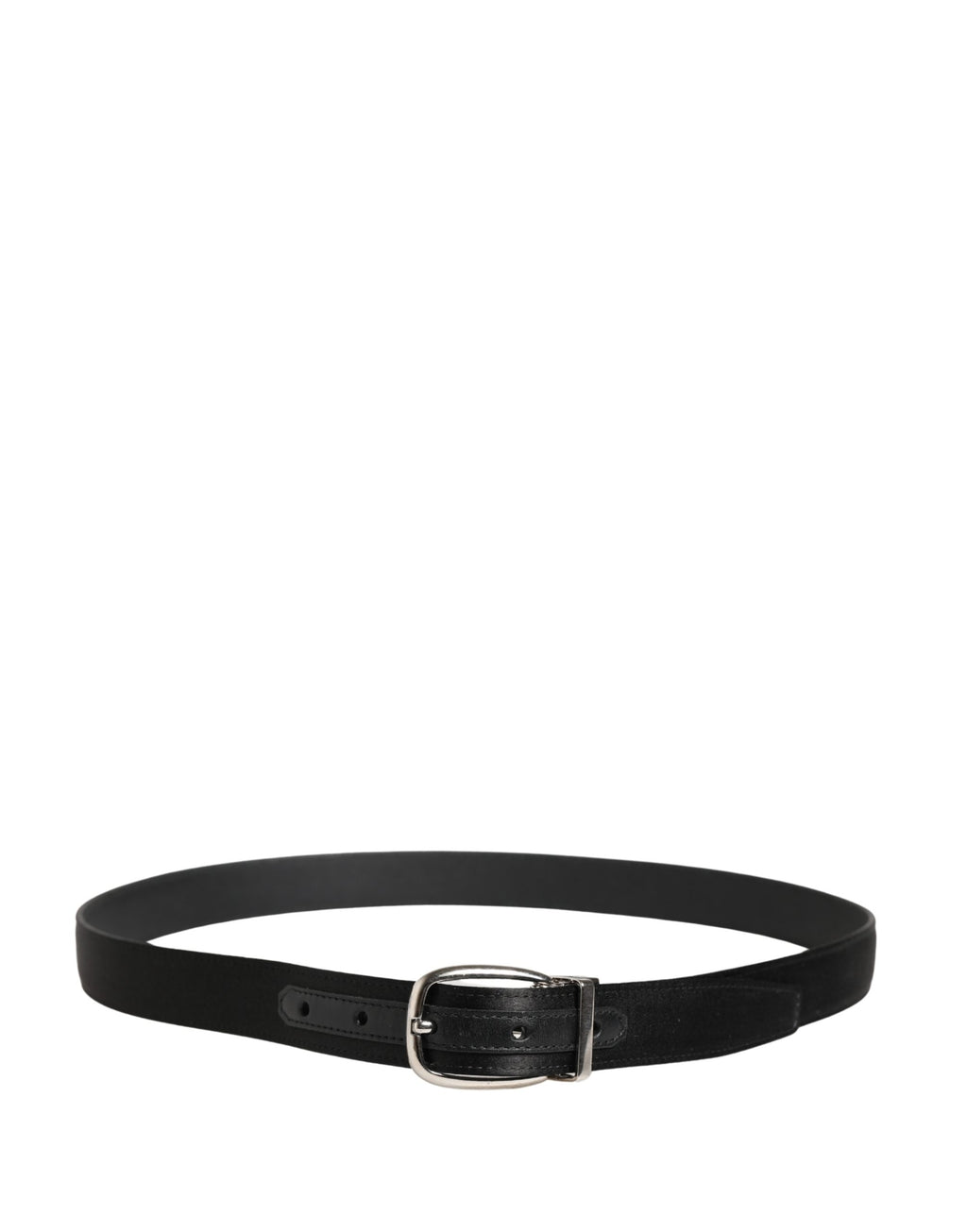 Men Black Classic Leather Metal Buckle Belt