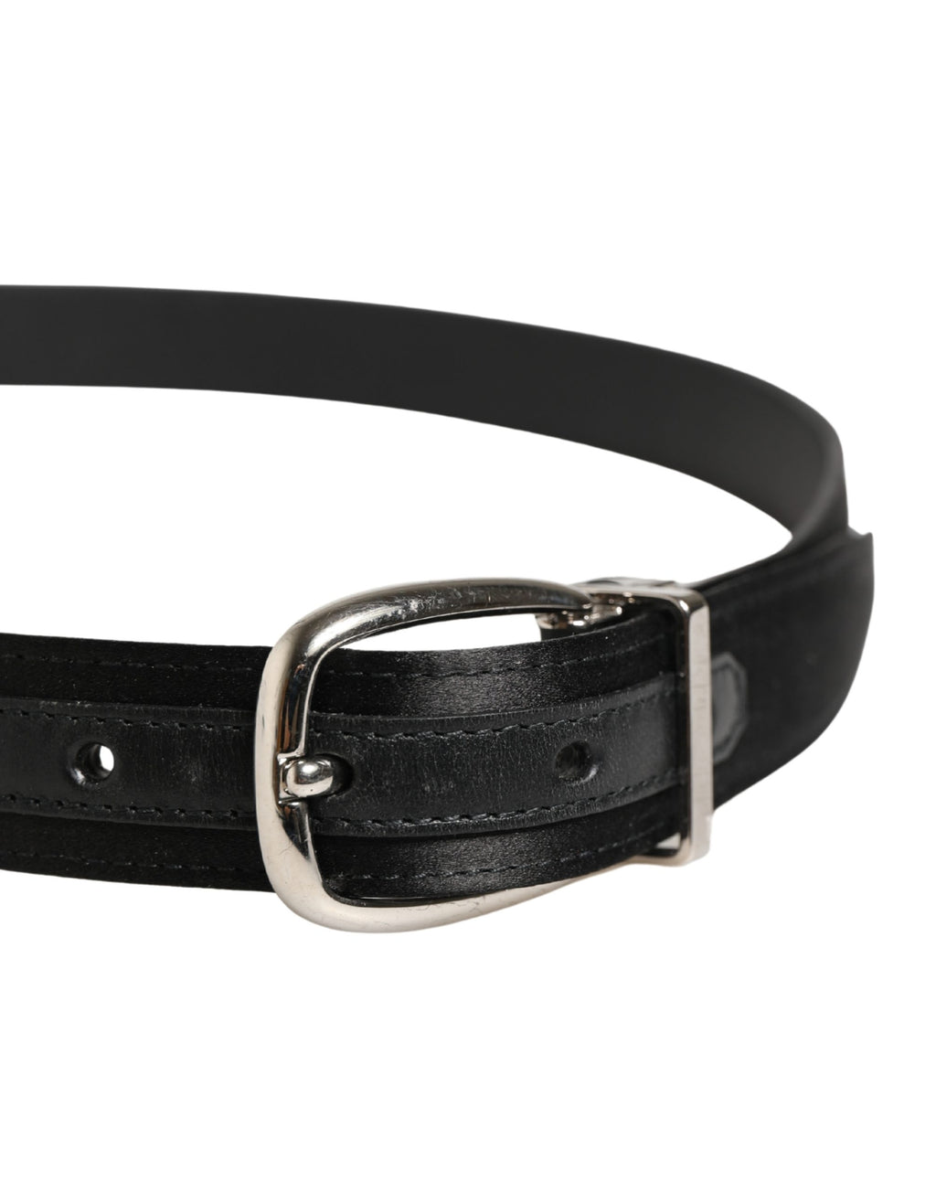 Men Black Classic Leather Metal Buckle Belt