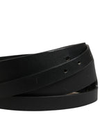 Black Double Strap Leather Silver Buckle Belt