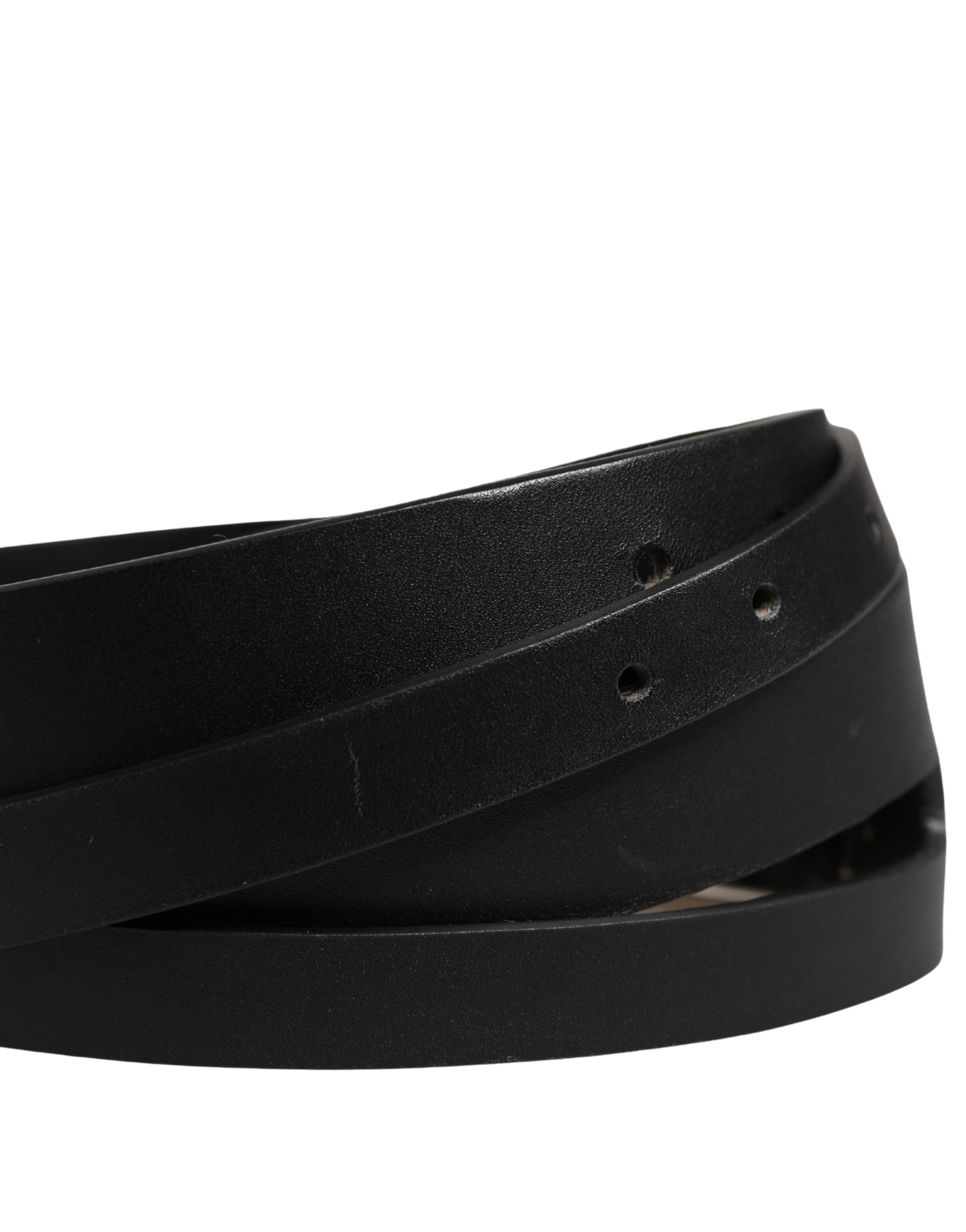 Black Double Strap Leather Silver Buckle Belt