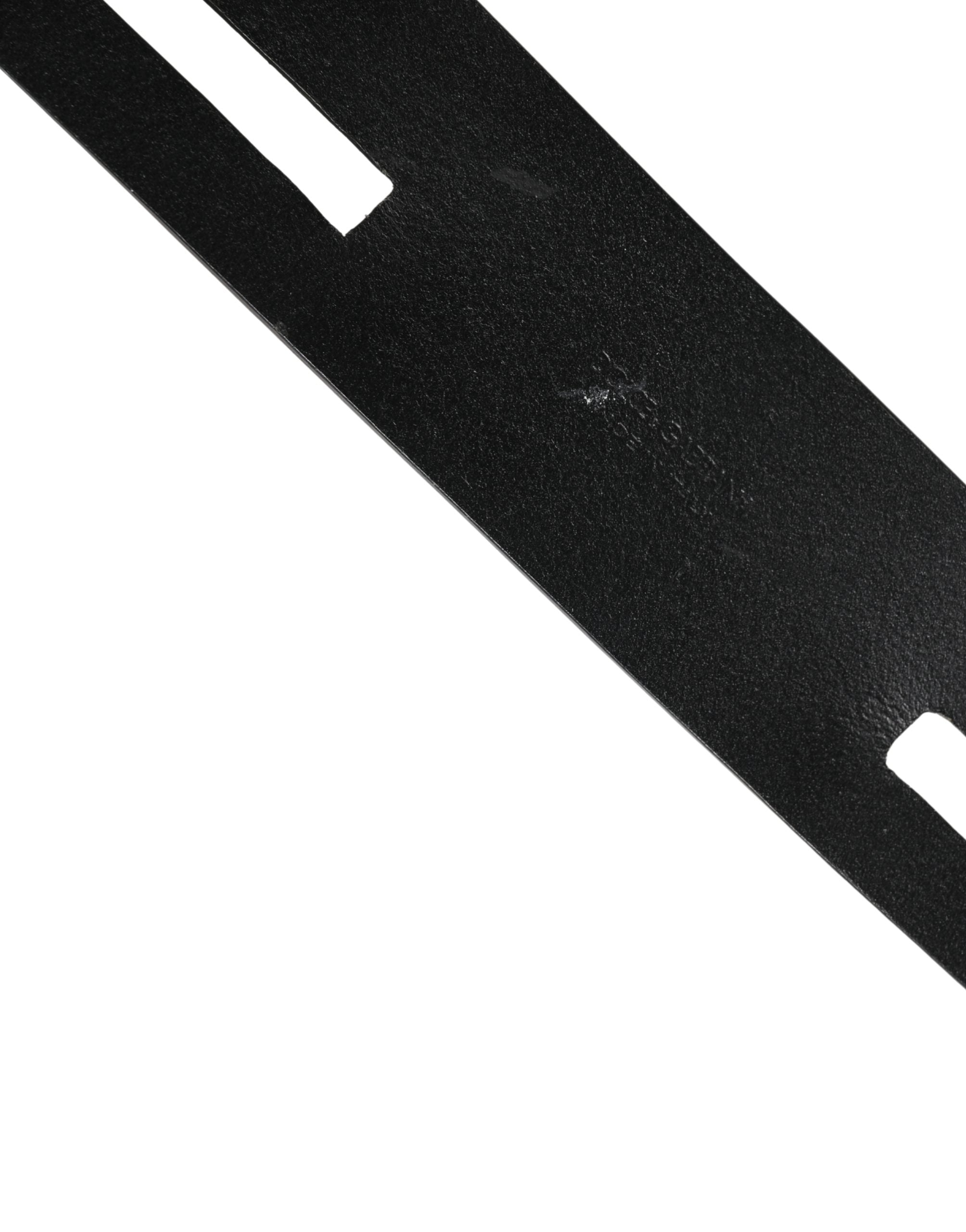 Black Double Strap Leather Silver Buckle Belt