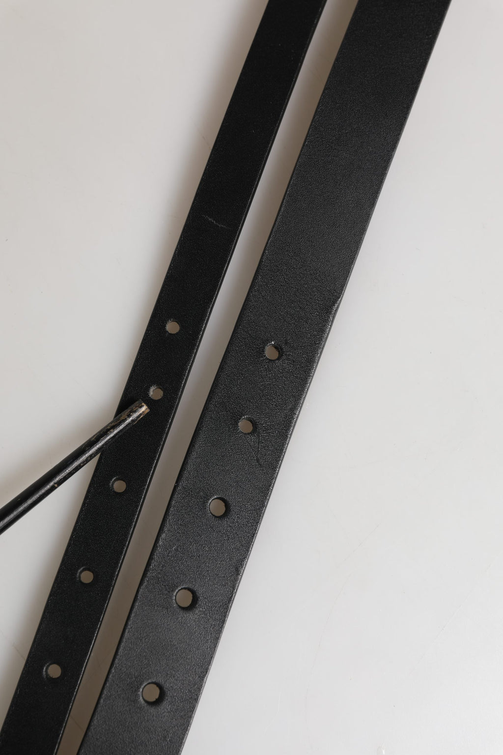 Black Double Strap Leather Silver Buckle Belt