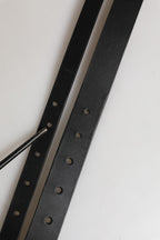 Black Double Strap Leather Silver Buckle Belt