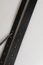 Black Double Strap Leather Silver Buckle Belt