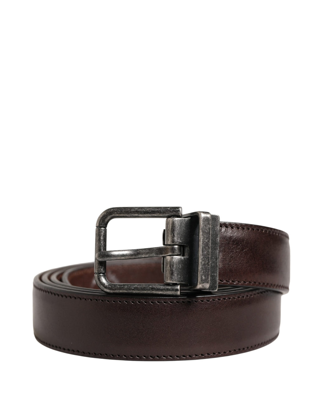 Men Brown Classic Leather Metal Buckle Belt