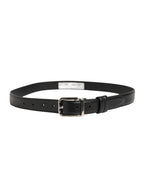 Men Black Classic Leather Metal Buckle Belt