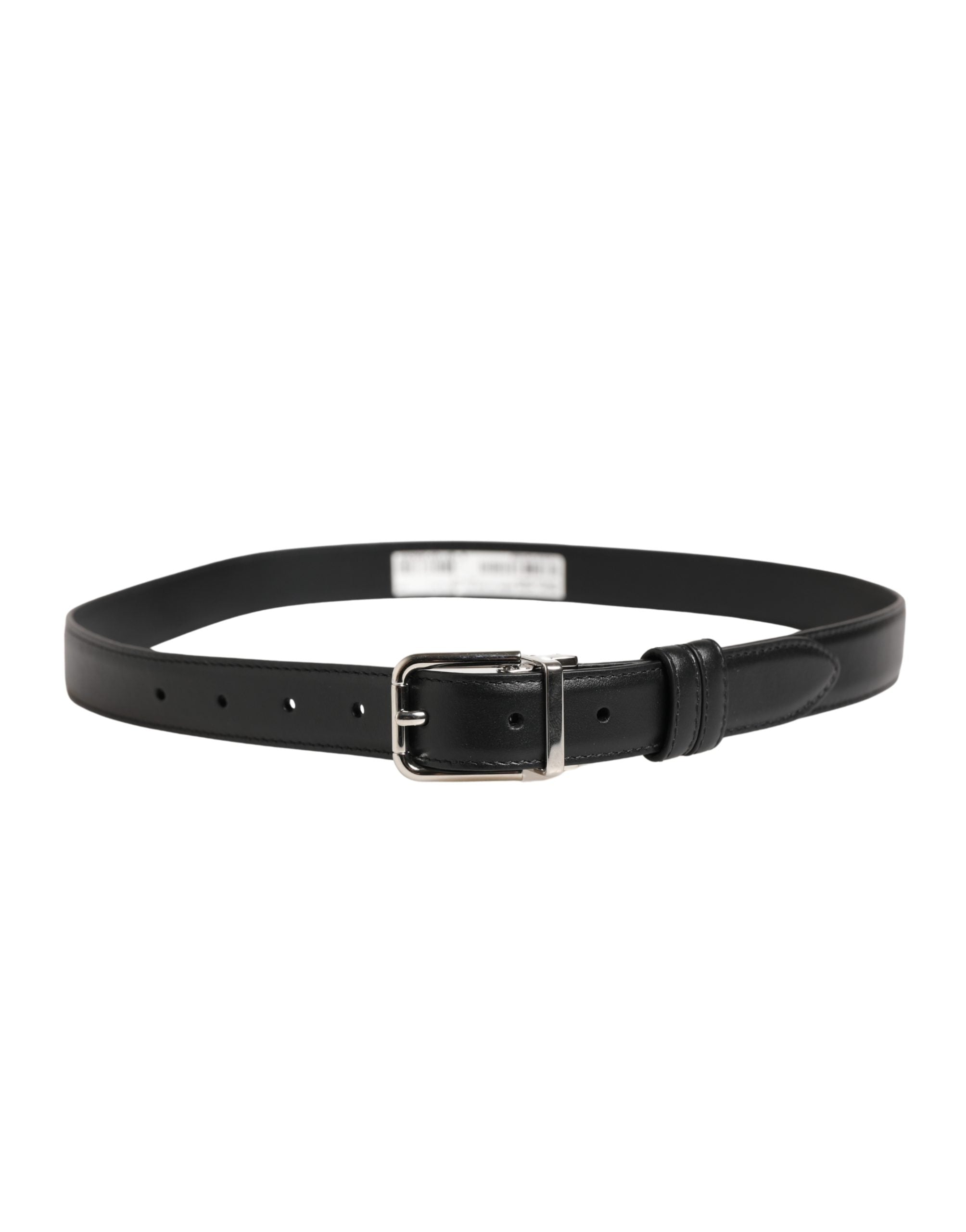 Men Black Classic Leather Metal Buckle Belt