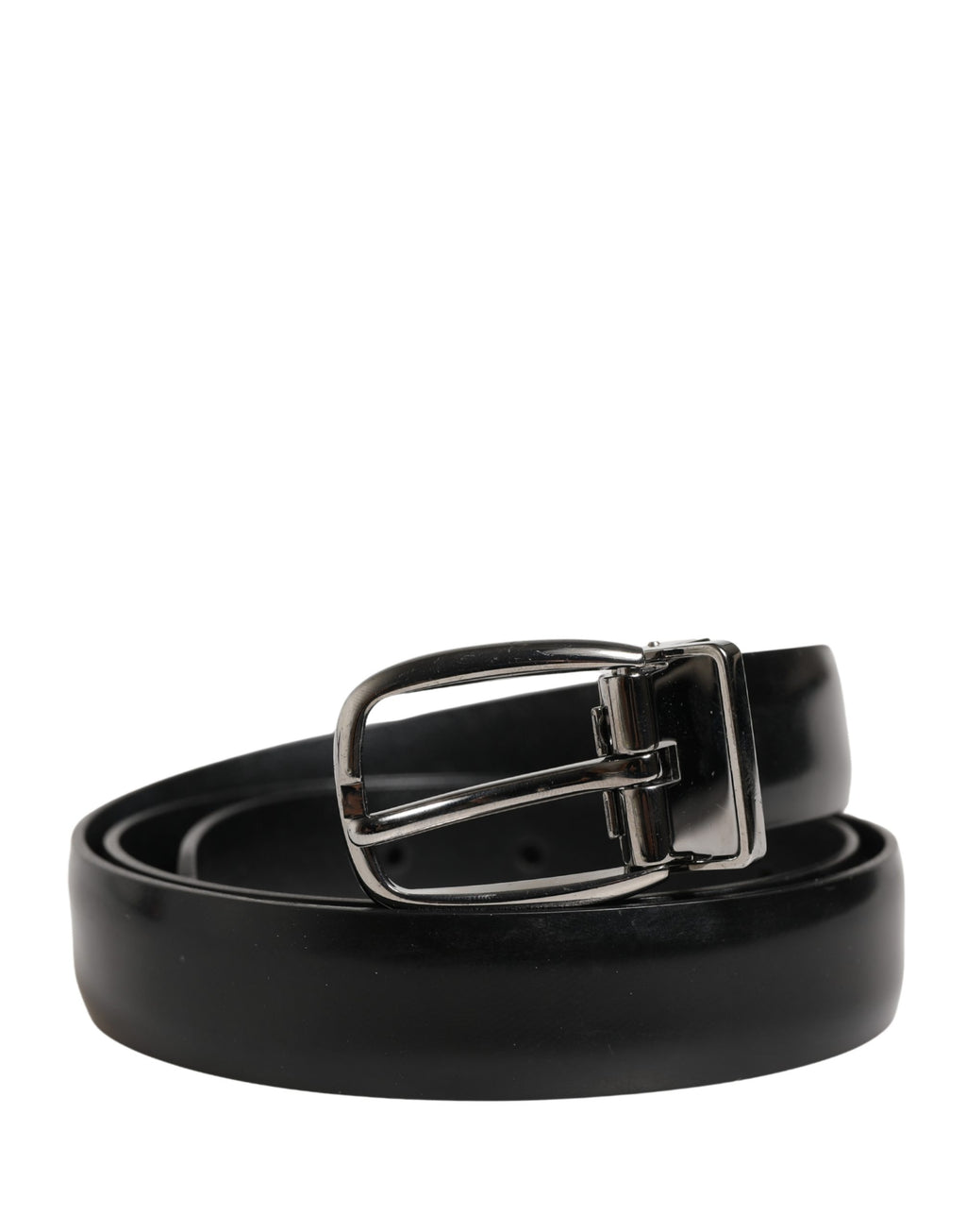Men Black Classic Leather Metal Buckle Belt