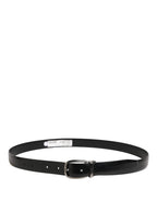 Men Black Classic Leather Metal Buckle Belt