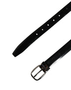 Men Black Classic Leather Metal Buckle Belt