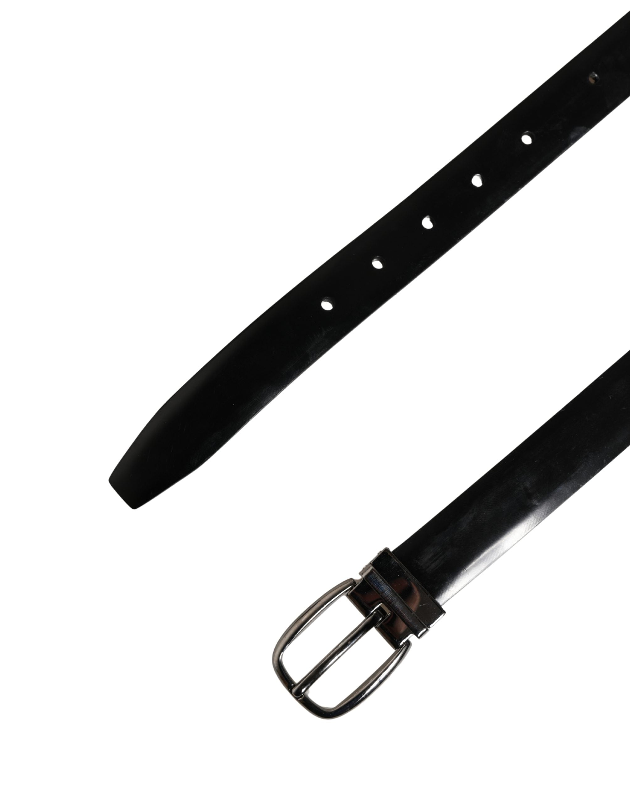 Men Black Classic Leather Metal Buckle Belt