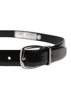 Men Black Classic Leather Metal Buckle Belt