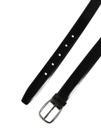Men Black Classic Leather Metal Buckle Belt