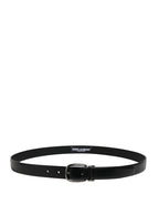 Men Black Classic Leather Metal Buckle Belt