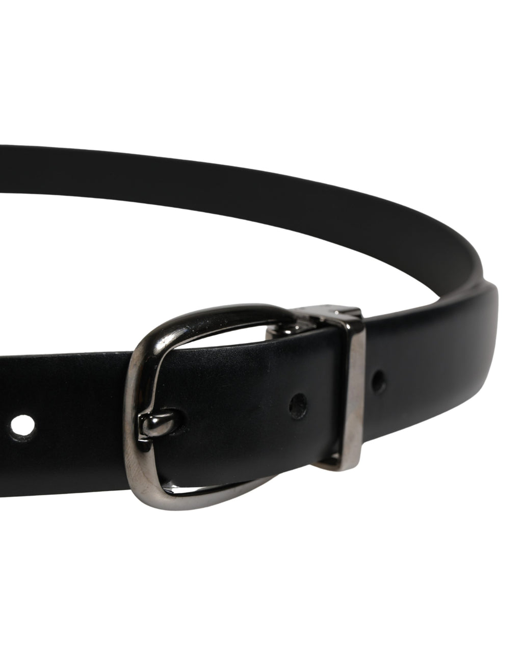 Men Black Classic Leather Metal Buckle Belt