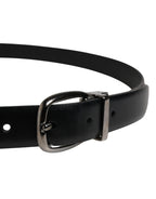 Men Black Classic Leather Metal Buckle Belt