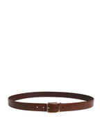 Men Brown Classic Leather Metal Buckle Belt