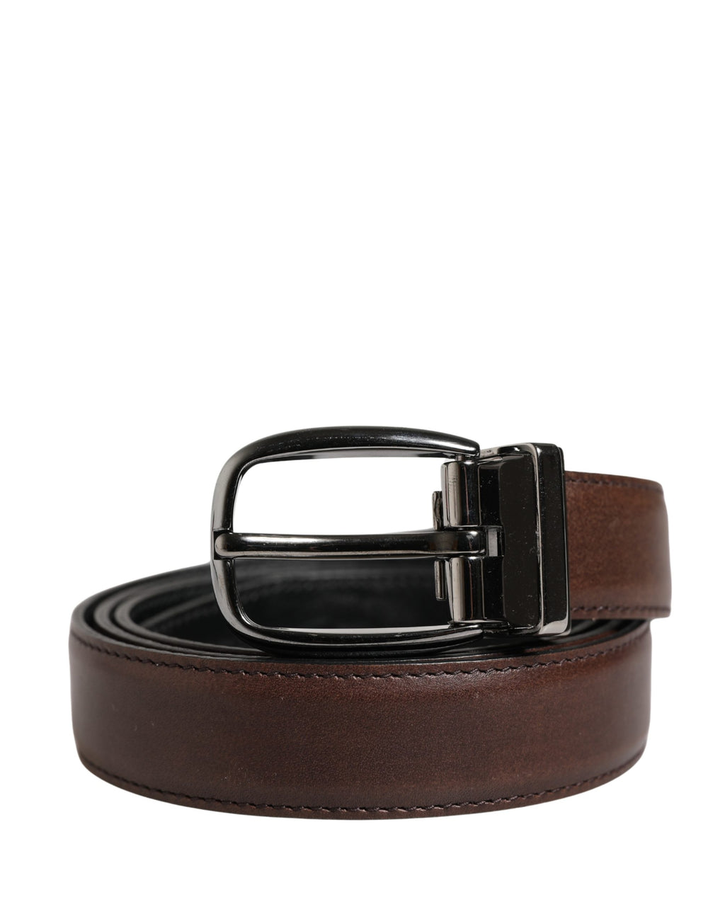Men Brown Classic Leather Metal Buckle Belt