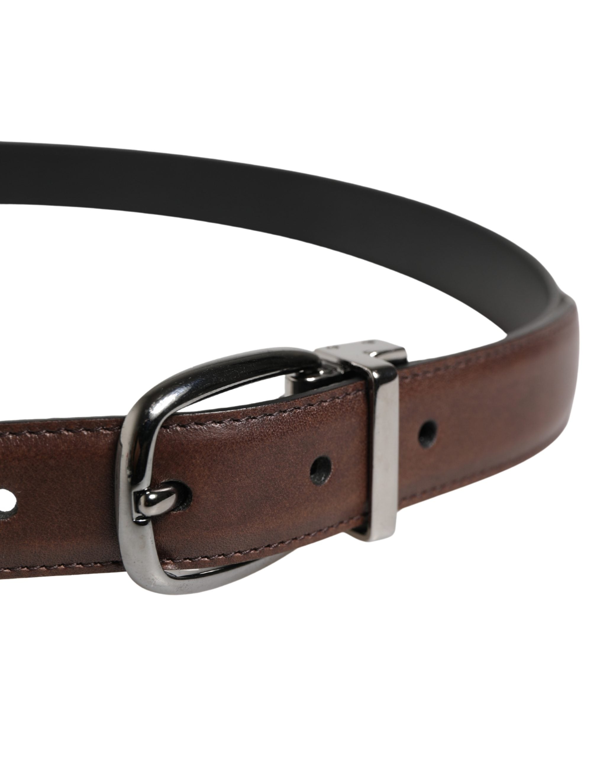 Men Brown Classic Leather Metal Buckle Belt