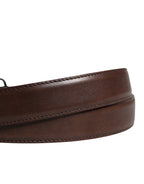Men Brown Classic Leather Metal Buckle Belt