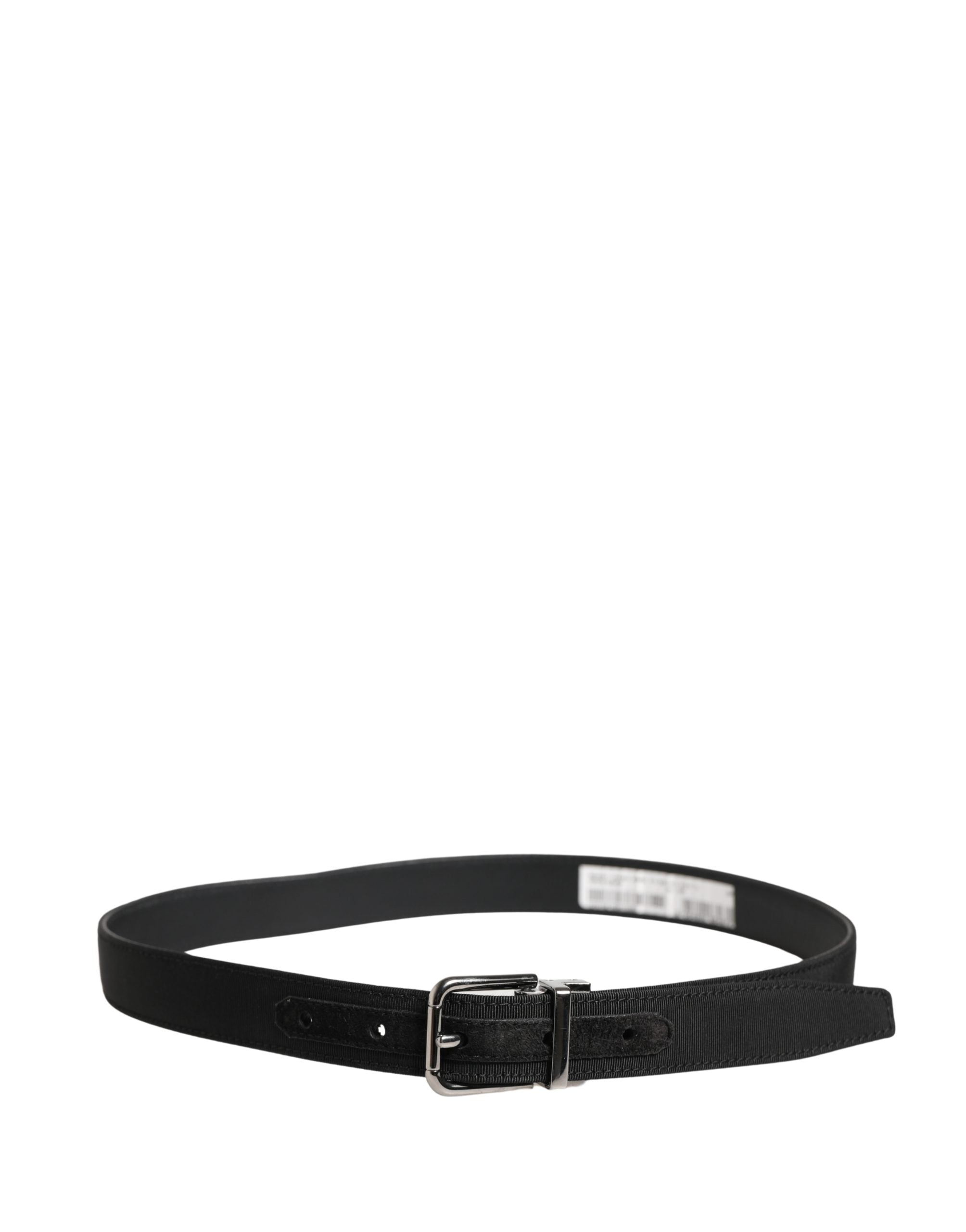 Men Black Viscose Leather Metal Buckle Belt