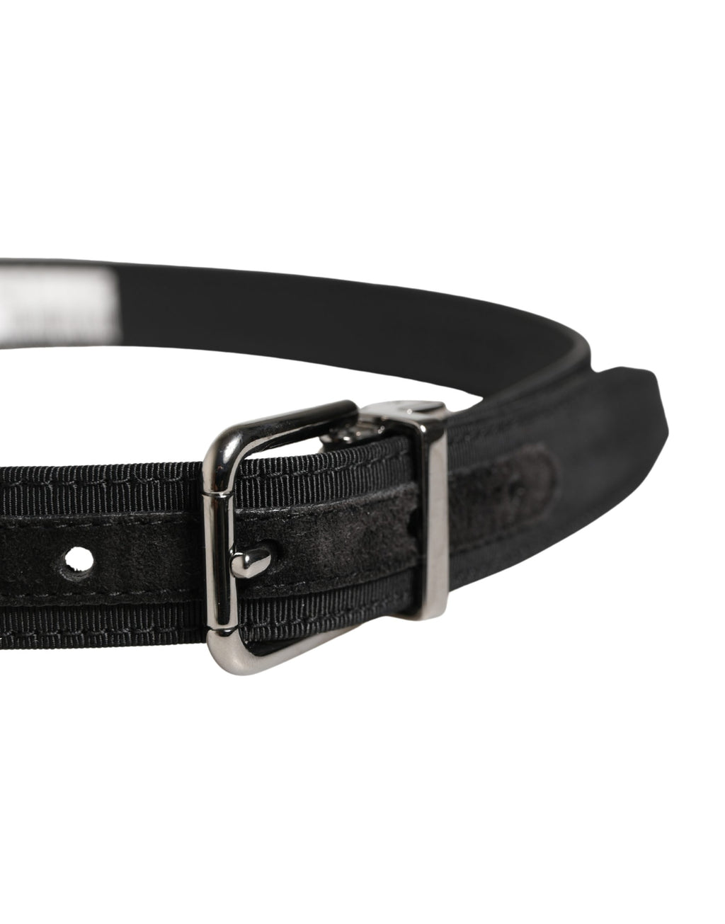 Men Black Viscose Leather Metal Buckle Belt